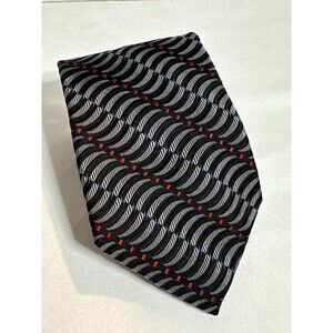 JOS A BANK Silk‎ tie, Made in ITALY, Black & white With red and  blue Accents
